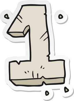 sticker of a cartoon stone number one png