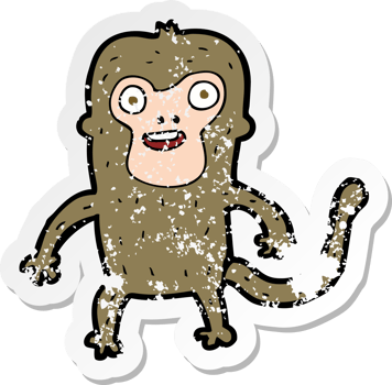 retro distressed sticker of a cartoon monkey png