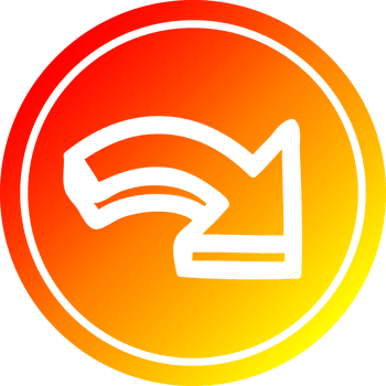 direction arrow circular icon with warm gradient finish png