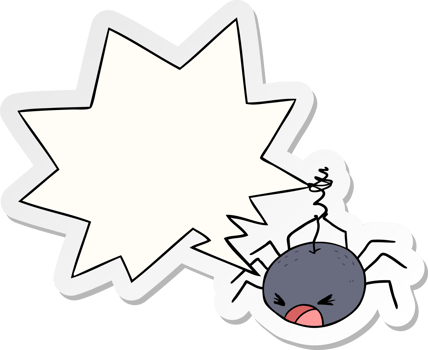 cartoon halloween spider with speech bubble sticker png