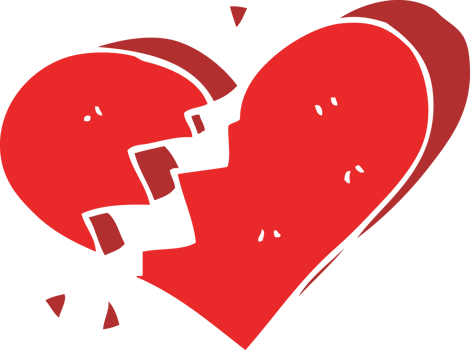 flat color illustration of broken heart png