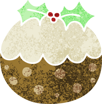 retro illustration style quirky cartoon christmas pudding png