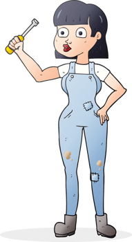 hand drawn cartoon female mechanic png
