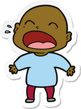 sticker of a cartoon shouting bald man png