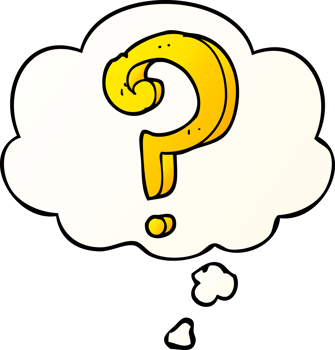 cartoon question mark with thought bubble in smooth gradient style png
