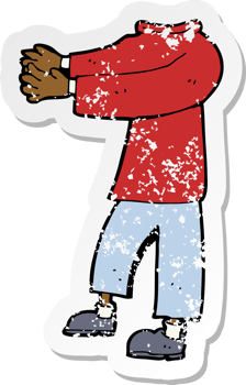 retro distressed sticker of a cartoon headless body png
