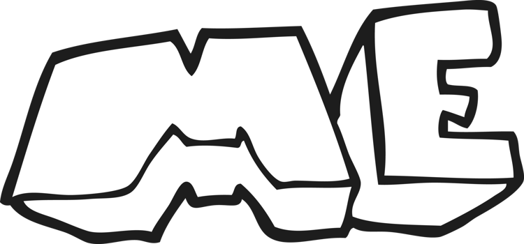 hand drawn black and white cartoon ME symbol png