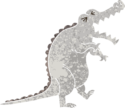 retro illustration style quirky cartoon crocodile png