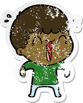 distressed sticker of a laughing cartoon man png