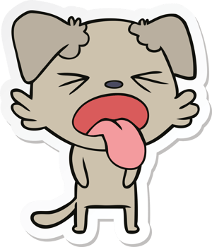 sticker of a cartoon disgusted dog png