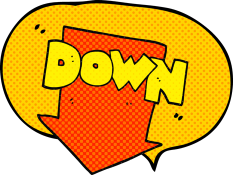 hand drawn comic book speech bubble cartoon down arrow symbol png