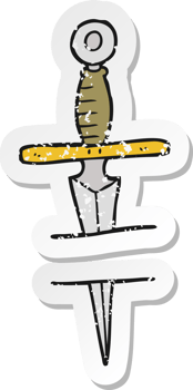retro distressed sticker of a cartoon dagger tattoo symbol png