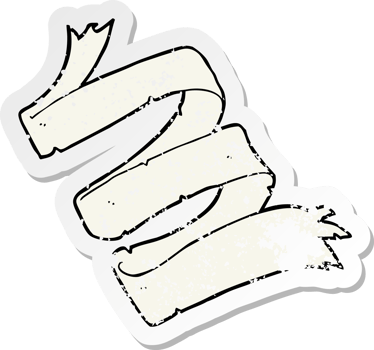retro distressed sticker of a cartoon heraldry scroll drawing png