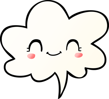 cute cartoon face with speech bubble in smooth gradient style png