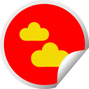 circular peeling sticker cartoon of a snow cloud png