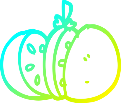 cold gradient line drawing of a cartoon sliced tomato png