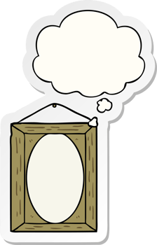 picture frame with thought bubble as a printed sticker png