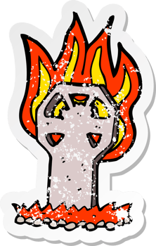 retro distressed sticker of a cartoon spooky grave png