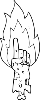 hand drawn black and white cartoon pointing zombie hand png