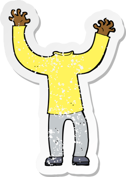 retro distressed sticker of a cartoon headless body png
