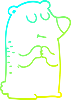cold gradient line drawing of a cartoon polar bear png