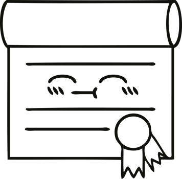 line drawing cartoon of a certificate png