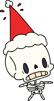 hand drawn christmas cartoon of kawaii skeleton png