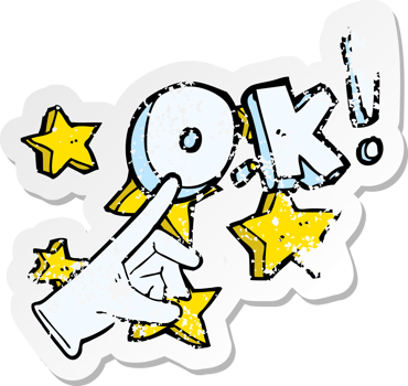 retro distressed sticker of a cartoon ok symbol drawing png