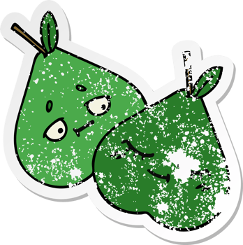 distressed sticker of a cute cartoon pears png