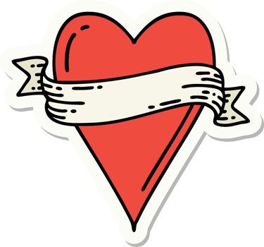 sticker of tattoo in traditional style of a heart and banner png
