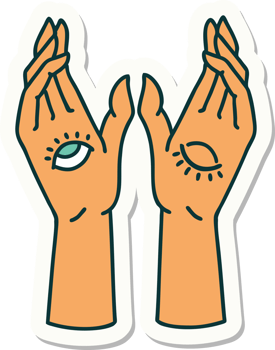 sticker of tattoo in traditional style of mystic hands png