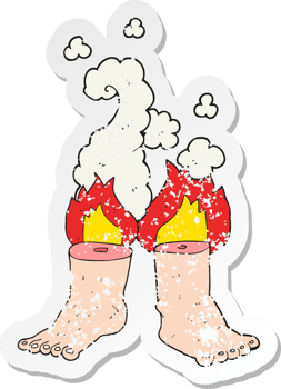 retro distressed sticker of a cartoon of spontaneous human combustion png