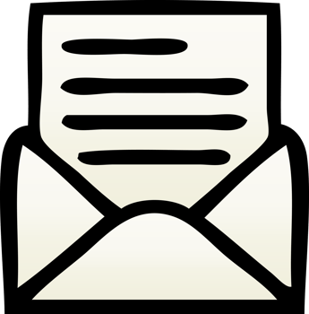 gradient shaded cartoon of a letter and envelope png