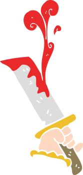 flat color illustration of hand with bloody dagger png