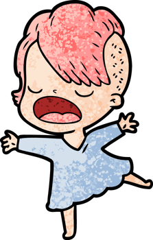 cartoon cool hipster girl talking png