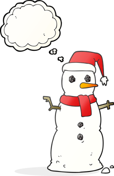 hand drawn thought bubble cartoon snowman png