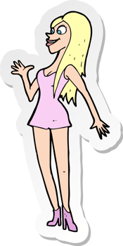 sticker of a cartoon woman in pink dress png