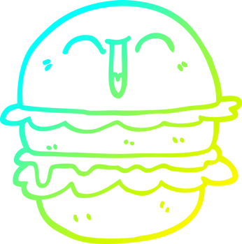 cold gradient line drawing of a cartoon burger png