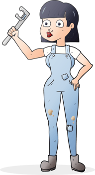 hand drawn cartoon female plumber png