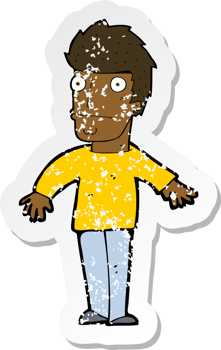 retro distressed sticker of a cartoon worried man png
