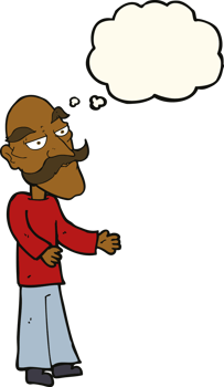cartoon old man with mustache with thought bubble png