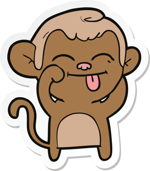 sticker of a funny cartoon monkey png