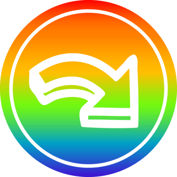 direction arrow circular icon with rainbow gradient finish png
