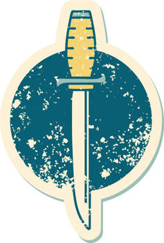 iconic distressed sticker tattoo style image of a dagger png
