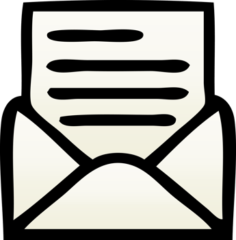gradient shaded cartoon of a letter and envelope png