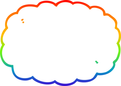 rainbow gradient line drawing of a cartoon cloud png