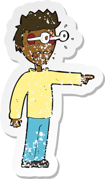 retro distressed sticker of a cartoon man with popping out eyes png