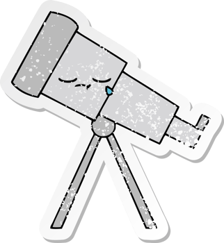 distressed sticker of a cute cartoon telescope png