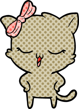 cartoon cat with bow on head and hands on hips png