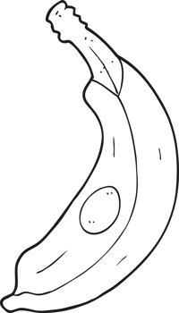 hand drawn black and white cartoon banana png